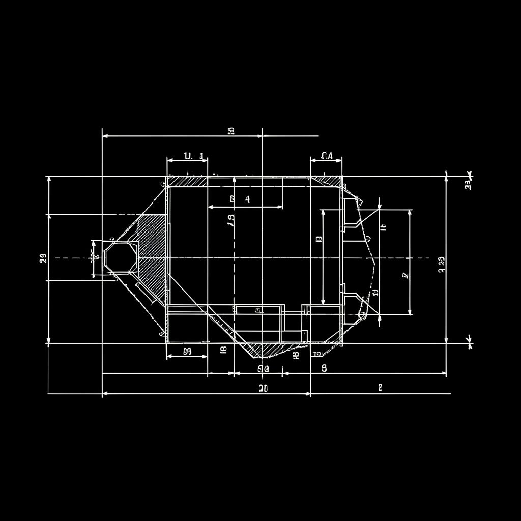 A technical blueprint drawing of a contact information card with address and phone fields, in deep navy and muted grey on an off-white background